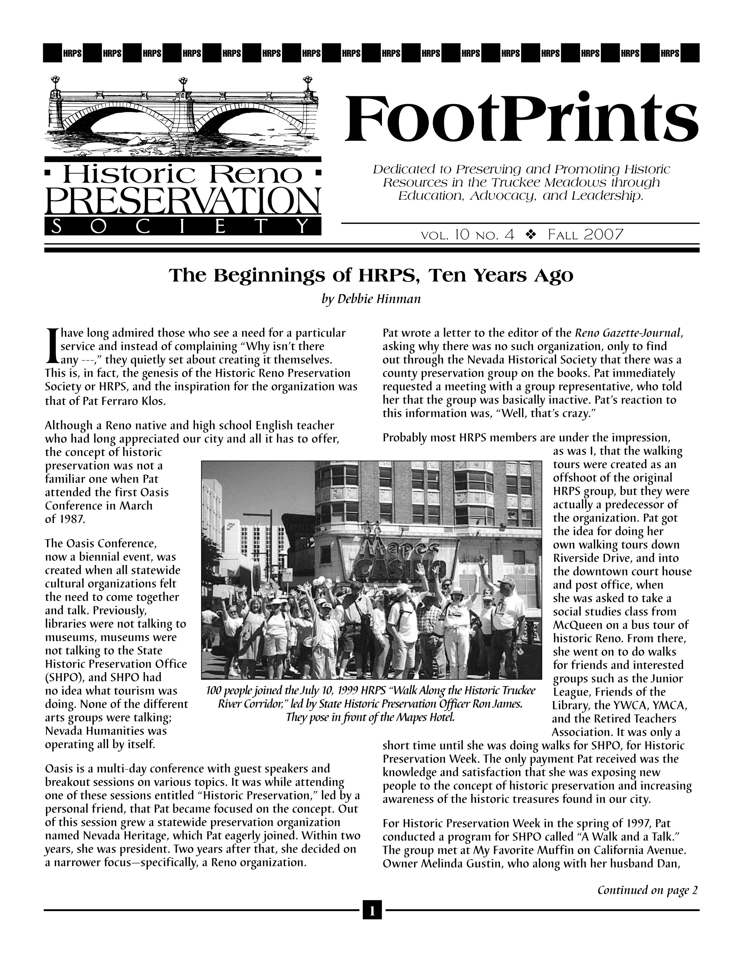 FootPrints Volume 10, Number 4, Fall 2007