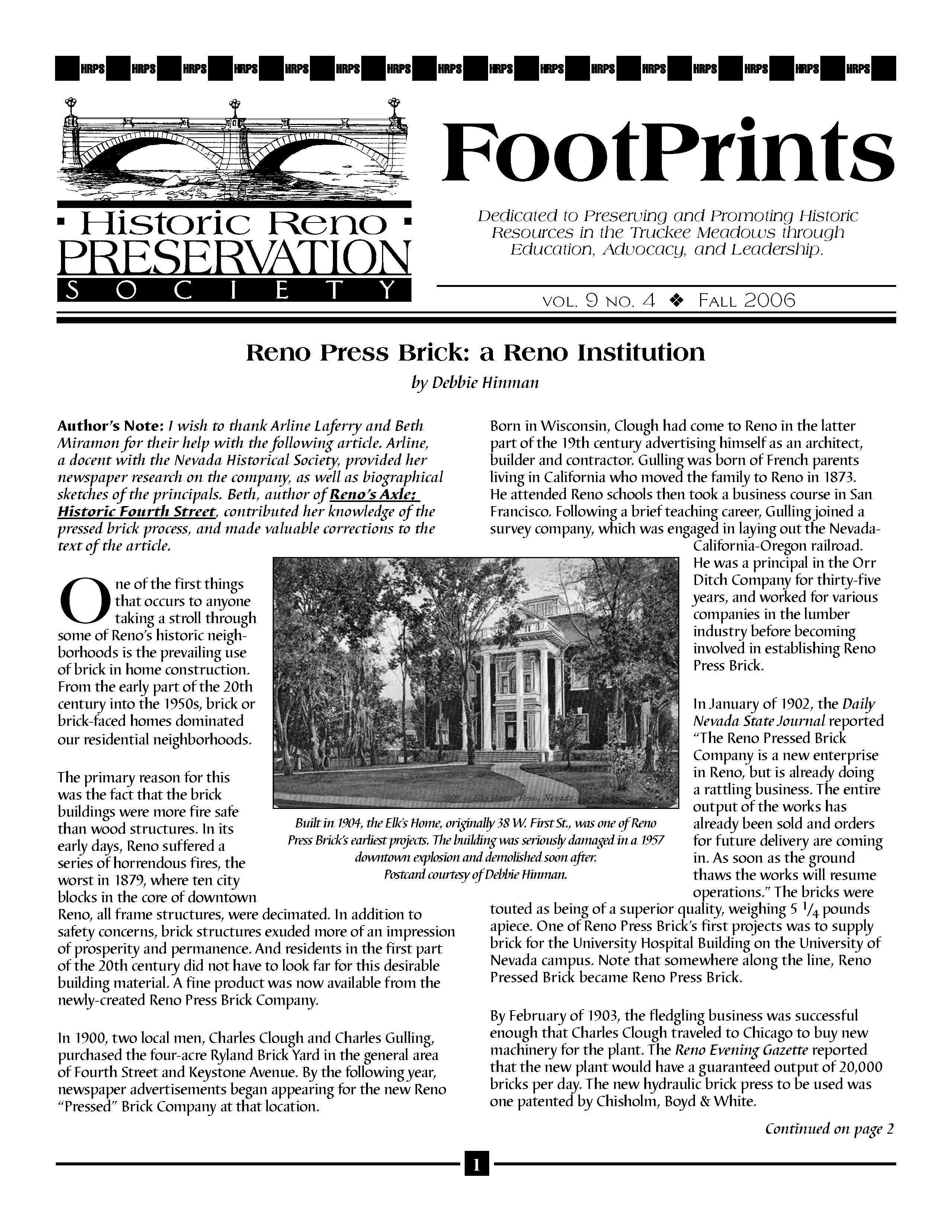 FootPrints Volume 9, Number 4, Fall 2006